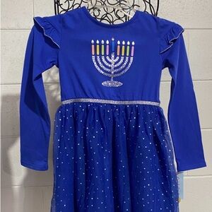 Cat & Jack Hanukkah Long Sleeve Menorah Dress NWT